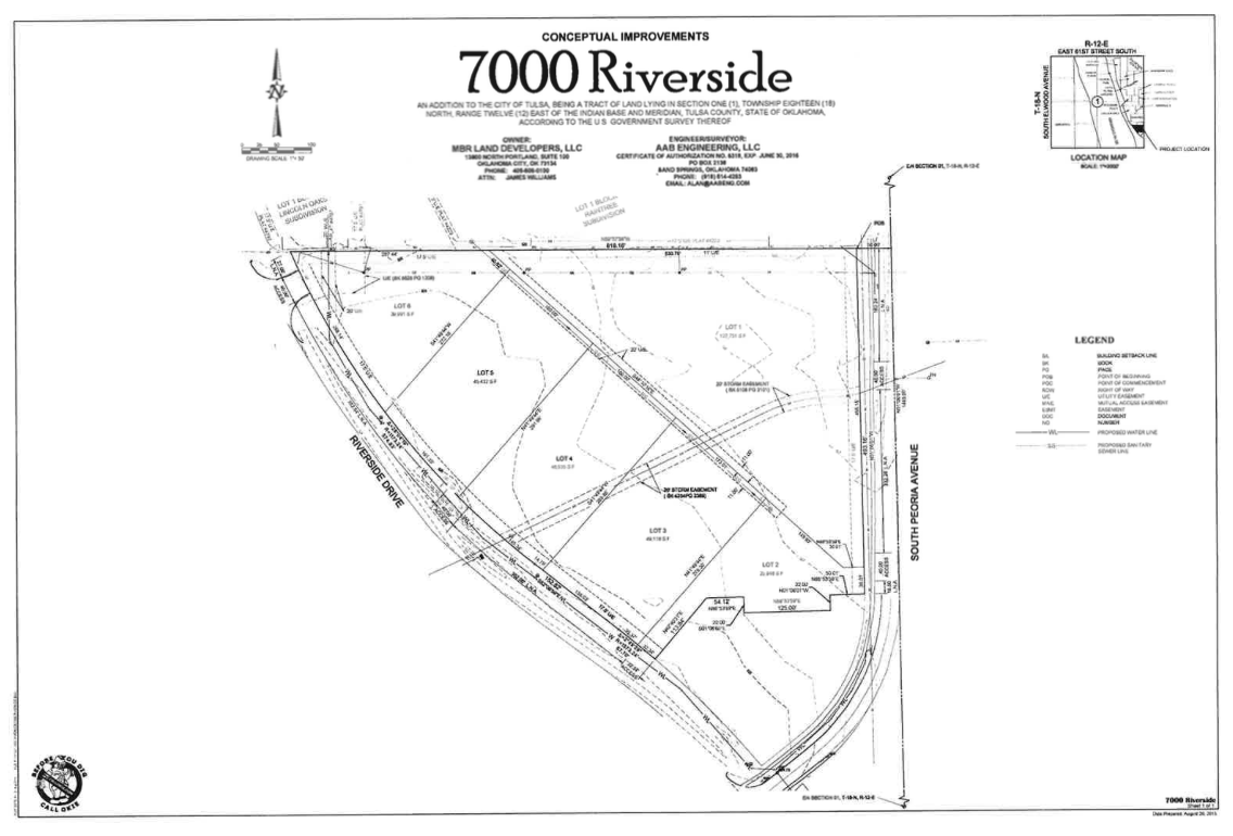 A developer is proposing the above development footprint for the corner of Riverside Drive and Peoria Avenue. Provided