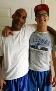 Eric Harris, left, is pictured with his son, Aidan Fraley. Harris died after he was shot by Reserve Deputy Robert Bates April 2.