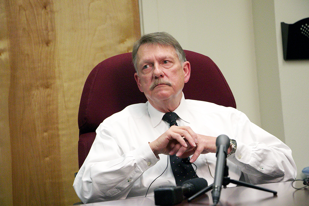 Tulsa County Undersheriff Rick Weigel addresses the media last month.