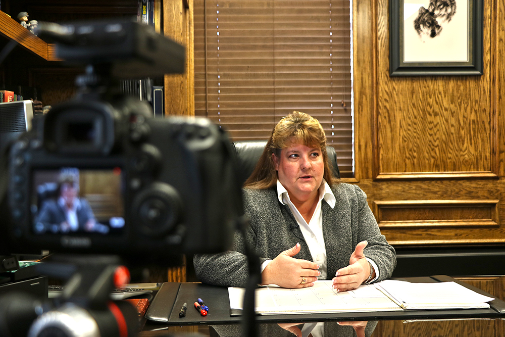 Interim Tulsa County Sheriff Michelle Robinette speaks with The Frontier earlier this month. Robinette prepared a report to the DOJ about sexual assaults in the jail. DYLAN GOFORTH/The Frontier